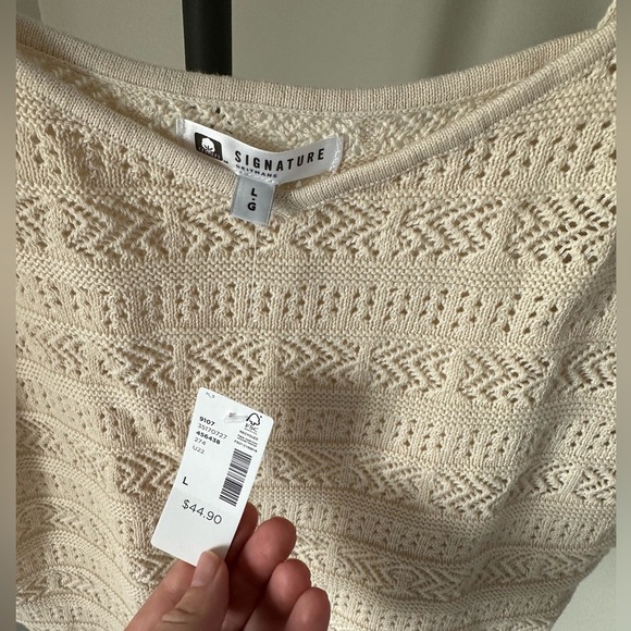 Signature Cream Ribbed Cropped Tank Top - Picture 7 of 9